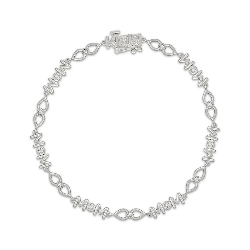 Main Image 1 of Diamond &quot;Mom&quot; Link Bracelet 1/10 ct tw Sterling Silver 7.25&quot;