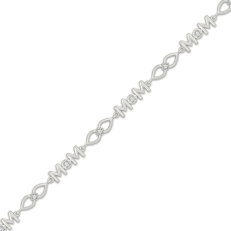 Main Image 2 of Diamond &quot;Mom&quot; Link Bracelet 1/10 ct tw Sterling Silver 7.25&quot;