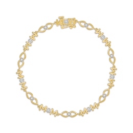 Diamond "Mom" Link Bracelet 1/10 ct tw 10K Yellow Gold 7.25"