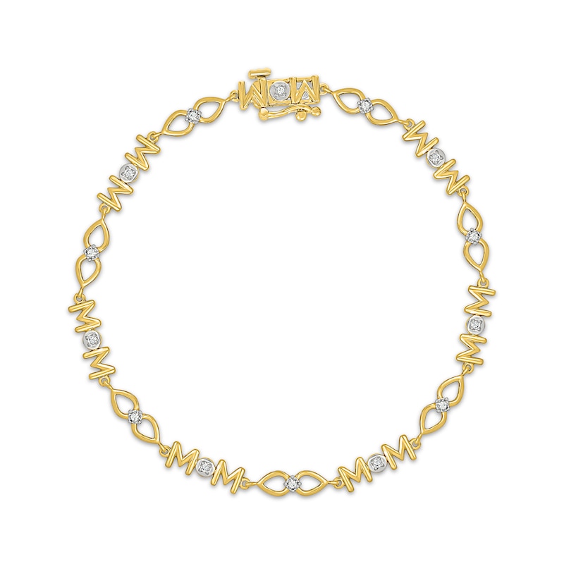 Main Image 1 of Diamond &quot;Mom&quot; Link Bracelet 1/10 ct tw 10K Yellow Gold 7.25&quot;