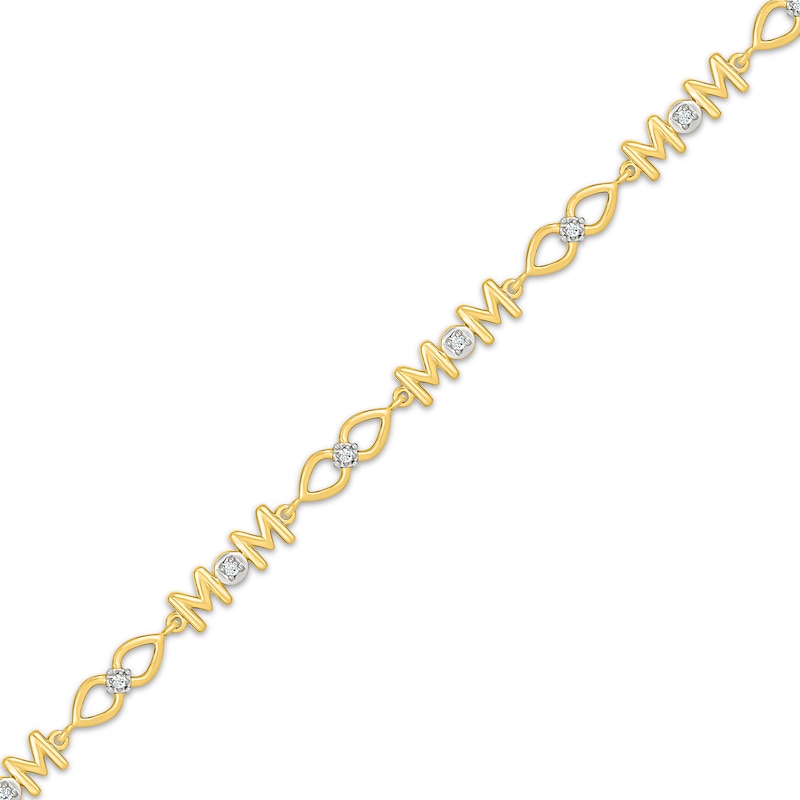 Main Image 2 of Diamond &quot;Mom&quot; Link Bracelet 1/10 ct tw 10K Yellow Gold 7.25&quot;
