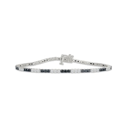 Black & White Diamond Alternating Trios Bracelet 2 ct tw 10K White Gold 7.25"