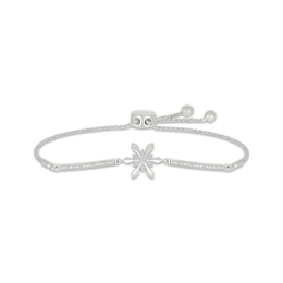 Diamond Snowflake Bolo Bracelet 1/10 ct tw Sterling Silver 9"