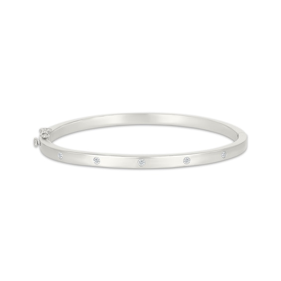 Diamond Five-Stone Bangle Bracelet 1/6 ct tw Sterling Silver