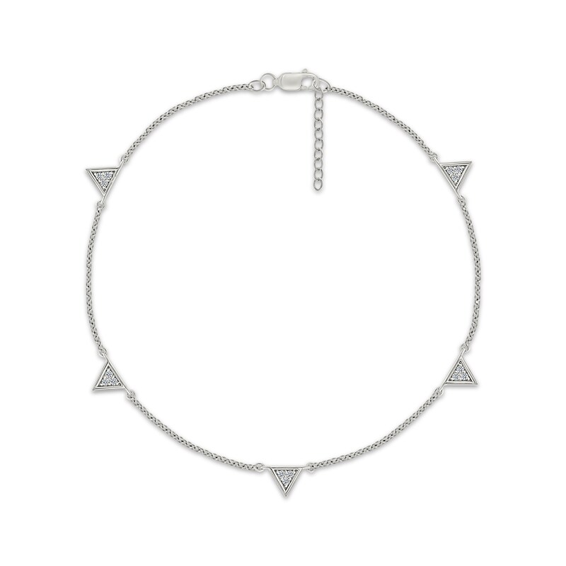 Main Image 1 of Multi-Diamond Triangles Anklet 1/10 ct tw Sterling Silver 10&quot;