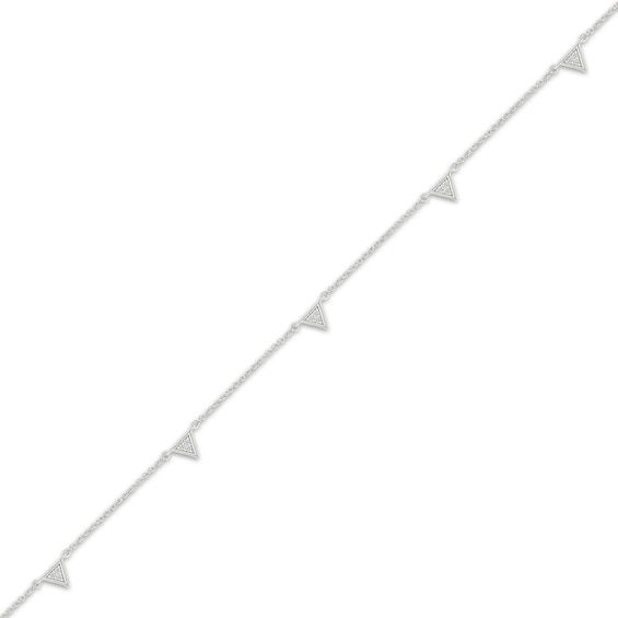 Thumbnail Image 2 of Multi-Diamond Triangles Anklet 1/10 ct tw Sterling Silver 10"