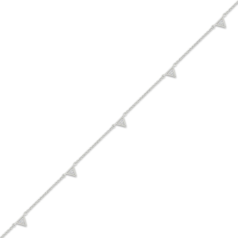 Main Image 2 of Multi-Diamond Triangles Anklet 1/10 ct tw Sterling Silver 10&quot;