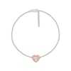 Thumbnail Image 1 of Diamond Accent Textured Heart Anklet Sterling Silver & 10K Rose Gold 10&quot;