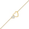 Thumbnail Image 2 of Diamond Double Heart Anklet 1/20 ct tw 10K Yellow Gold 10&quot;
