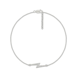 Diamond Lightning Bolt Anklet 1/20 ct tw Sterling Silver 10"