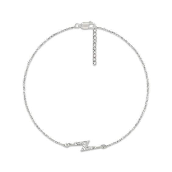 Diamond Lightning Bolt Anklet 1/20 ct tw Sterling Silver 10"