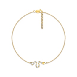 Diamond Snake Anklet 1/15 ct tw 10K Yellow Gold 10"