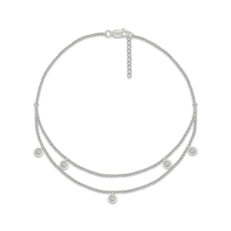 Main Image 1 of Diamond Accent Double-Strand Anklet ct tw Sterling Silver 10&quot;