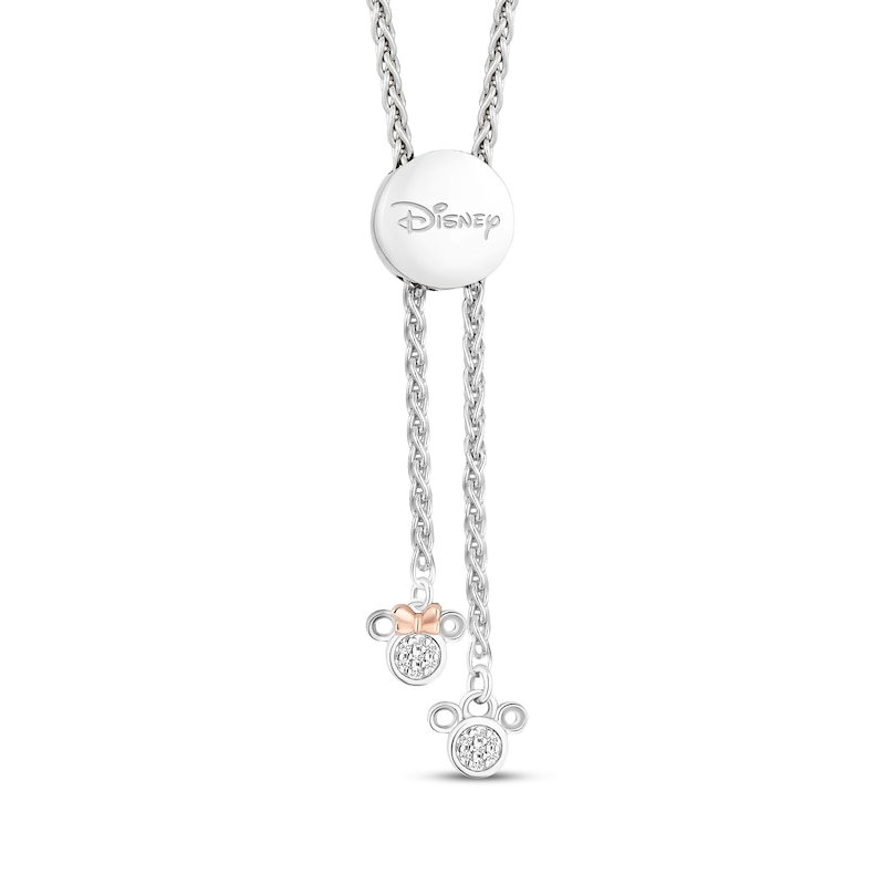 Main Image 2 of Disney Treasures Mickey & Minnie "XO" Bolo Bracelet 1/8 ct tw Sterling Silver & 10K Rose Gold 8.5"