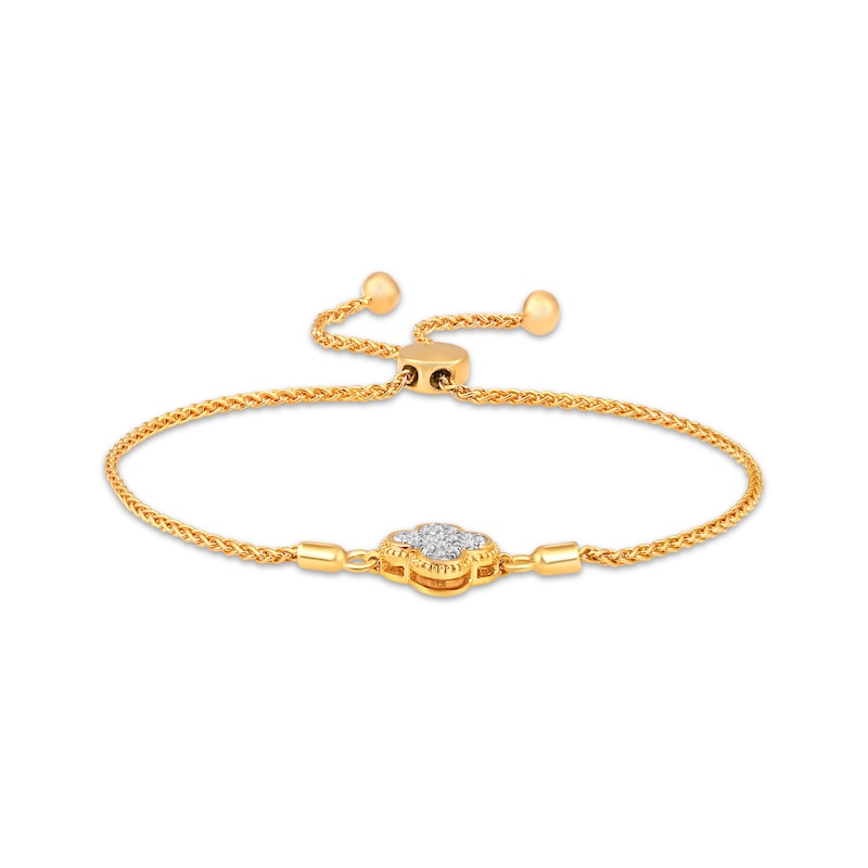 Main Image 2 of Multi-Diamond Clover Bolo Bracelet 1/4 ct tw 10K Yellow Gold