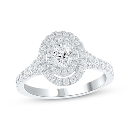 Now + Forever Lab-Grown Diamonds Oval-Cut Double Halo Engagement Ring 1 ct tw 14K White Gold