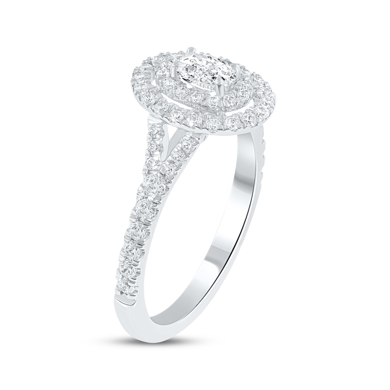 Main Image 2 of Now + Forever Lab-Grown Diamonds Oval-Cut Double Halo Engagement Ring 1 ct tw 14K White Gold