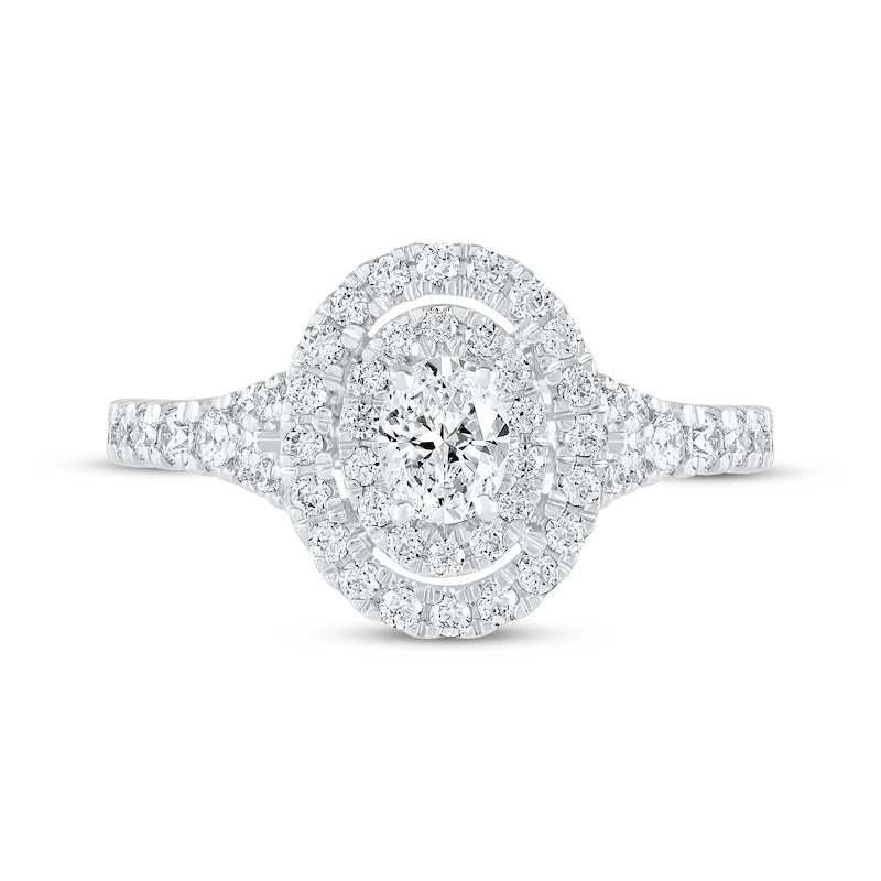Main Image 3 of Now + Forever Lab-Grown Diamonds Oval-Cut Double Halo Engagement Ring 1 ct tw 14K White Gold