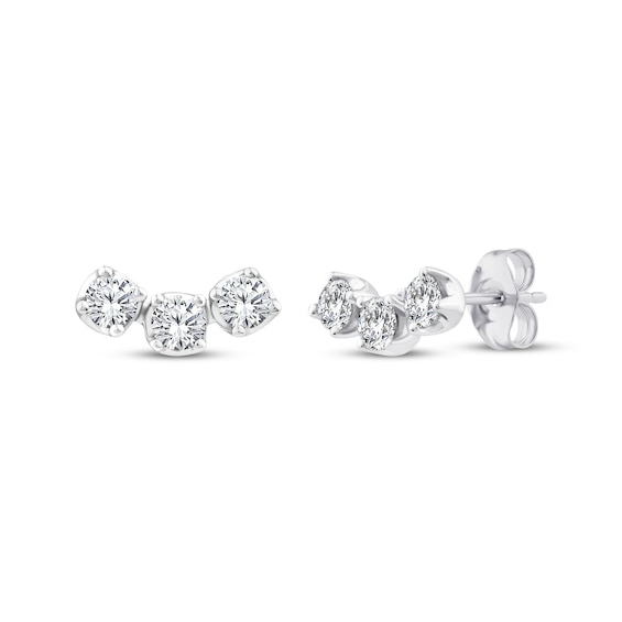Memories, Moments, Magic Diamond Three-Stone Earrings 1/2 ct tw 10K White Gold
