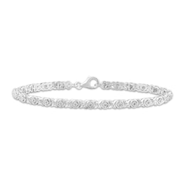 Diamond XO Link Bracelet 1/10 ct tw Sterling Silver 7.5"