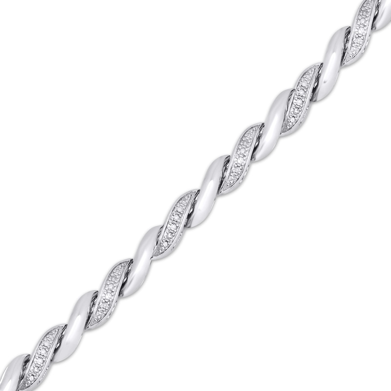 Main Image 2 of Diamond Alternating Wavy Link Bracelet 1/4 ct tw Sterling Silver 7.5&quot;