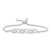 Thumbnail Image 1 of Diamond Alternating Hearts Bolo Bracelet 1/8 ct tw Sterling Silver 9.5&quot;