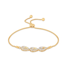 Diamond Triple Teardrop Bolo Bracelet 1/2 ct tw 10K Yellow Gold