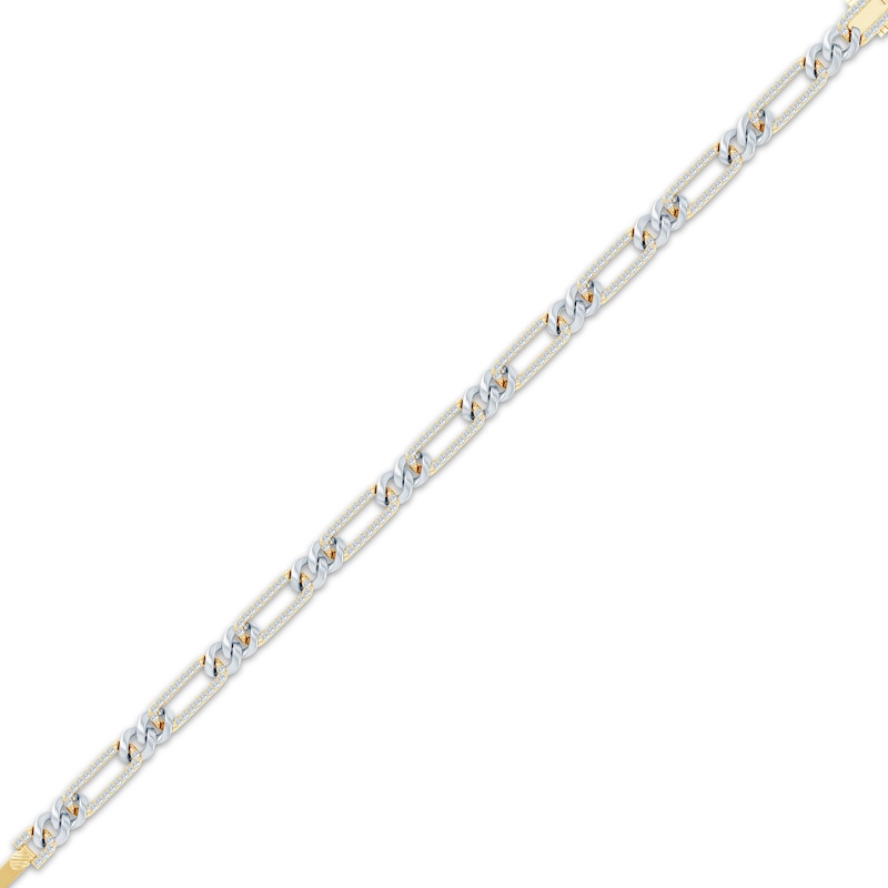 Main Image 2 of Diamond Paperclip & Curb Chain Link Bracelet 1 ct tw 10K Two-Tone Gold 7&quot;