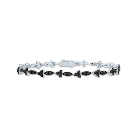 Black Diamond Link Bracelet 1 ct tw 10K White Gold 7"