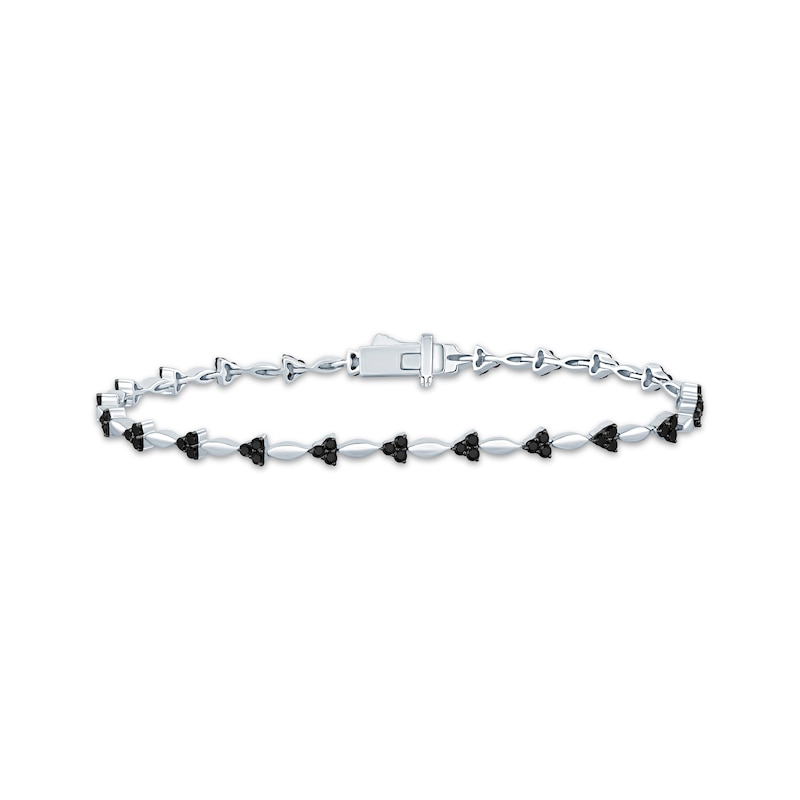 Main Image 1 of Black Diamond Trios Bracelet 1 ct tw 10K White Gold 7&quot;