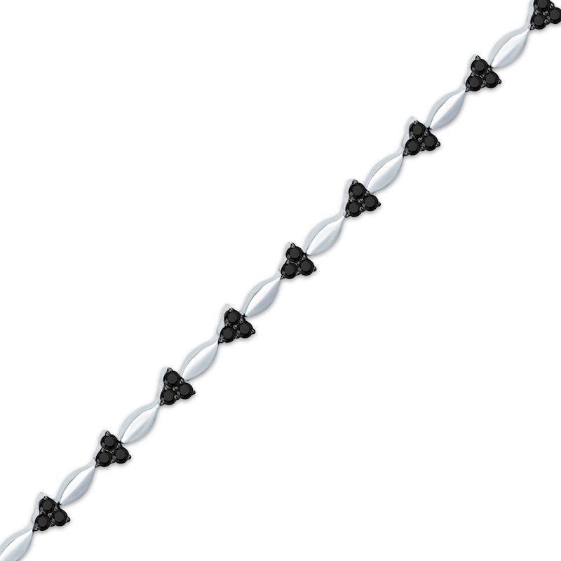 Main Image 2 of Black Diamond Trios Bracelet 1 ct tw 10K White Gold 7&quot;