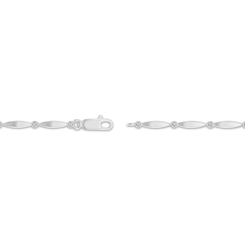 Main Image 3 of Square-Cut White Lab-Created Sapphire Bracelet Sterling Silver 7.25&quot;