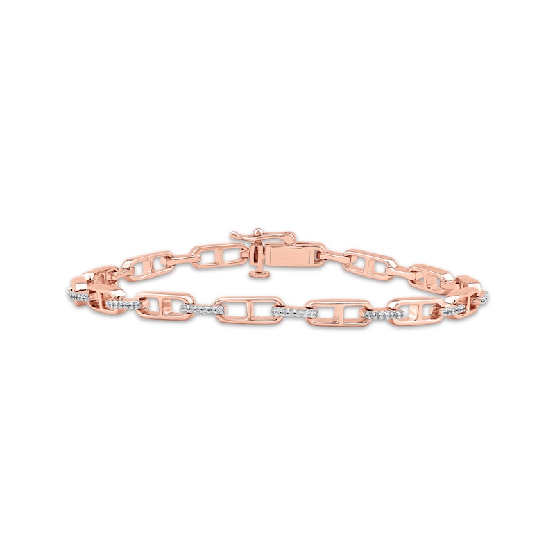 Main Image 1 of Diamond Mariner Link Bracelet 1/4 ct tw 10K Rose Gold 7&quot;