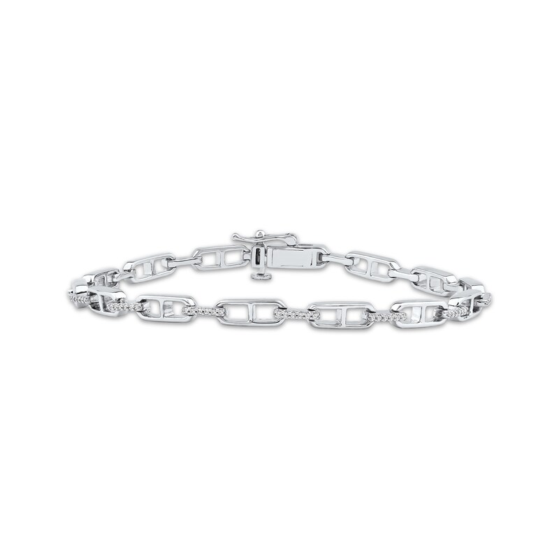 Main Image 1 of Diamond Mariner Link Bracelet 1/4 ct tw 10K White Gold 7&quot;