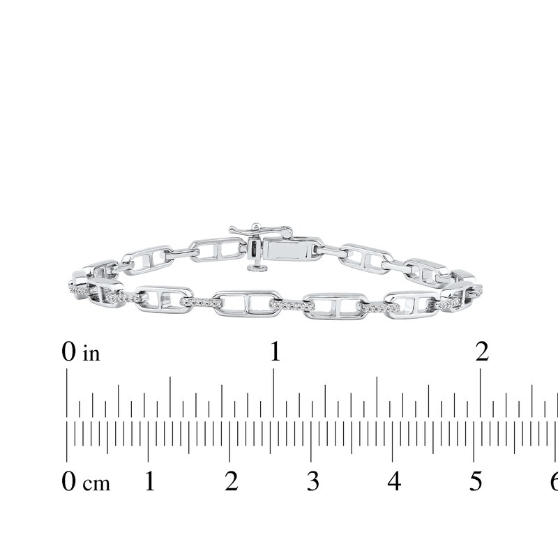 Main Image 4 of Diamond Mariner Link Bracelet 1/4 ct tw 10K White Gold 7&quot;
