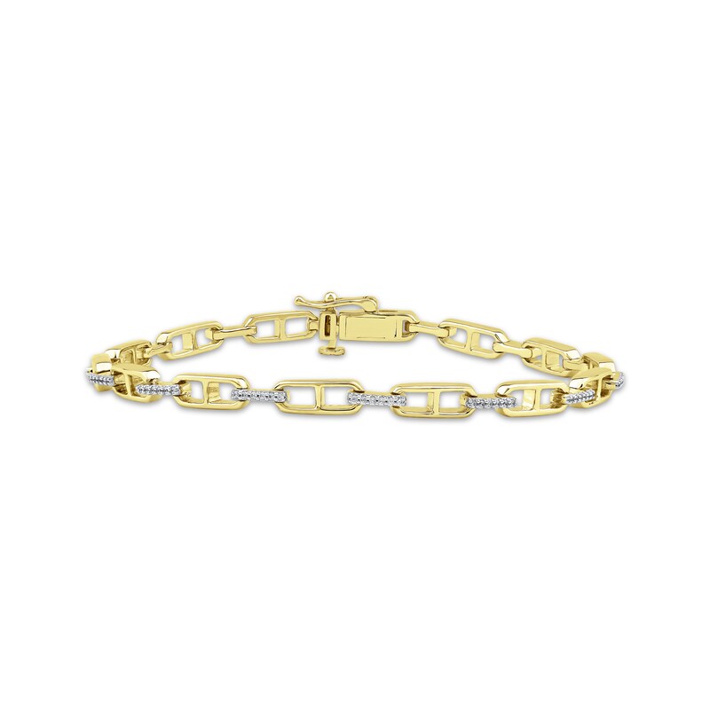 Main Image 1 of Diamond Mariner Link Bracelet 1/4 ct tw 10K Yellow Gold 7&quot;