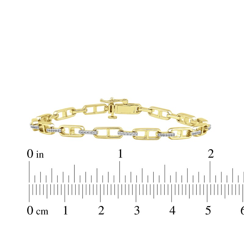 Main Image 4 of Diamond Mariner Link Bracelet 1/4 ct tw 10K Yellow Gold 7&quot;