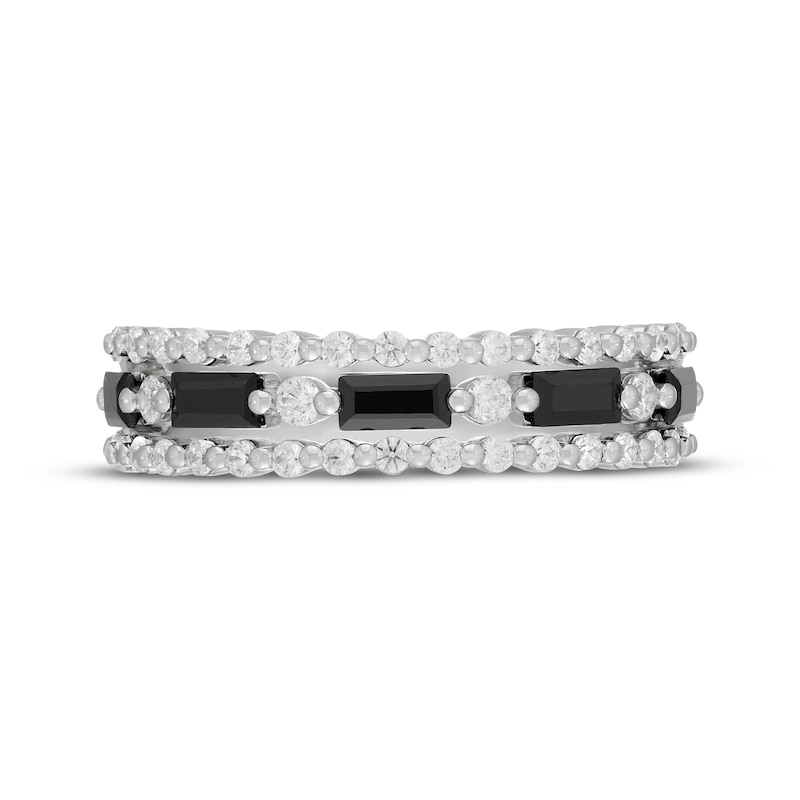 Main Image 3 of Neil Lane Baguette-Cut Black & Round-Cut White Diamond Anniversary Ring 1 ct tw 14K White Gold