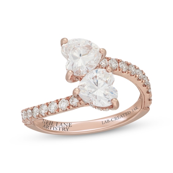 Neil Lane Artistry Heart-Shaped Lab-Grown Diamond Toi et Moi Engagement Ring 2-1/2 ct tw 14K Rose Gold