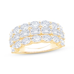 Now + Forever Lab-Grown Diamonds Oval & Emerald-Cut Three-Row Anniversary Ring 3-5/8 ct tw 14K Yellow Gold
