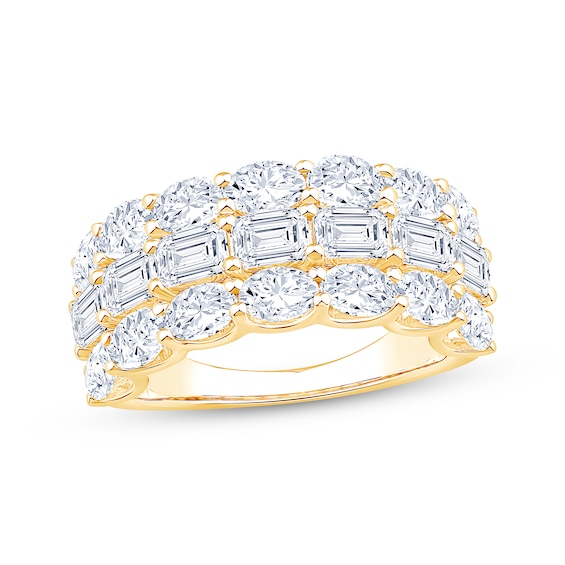 Now + Forever Lab-Grown Diamonds Oval & Emerald-Cut Three-Row Anniversary Ring 3-5/8 ct tw 14K Yellow Gold