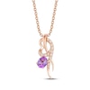 Thumbnail Image 1 of Le Vian Oval-Cut Amethyst Necklace 1/10 ct tw Diamonds 14K Strawberry Gold 19"