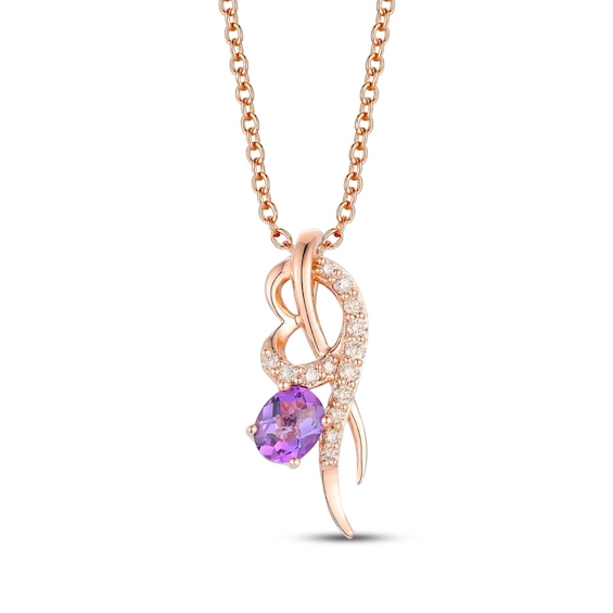 Le Vian Oval-Cut Amethyst Necklace 1/10 ct tw Diamonds 14K Strawberry Gold 19"