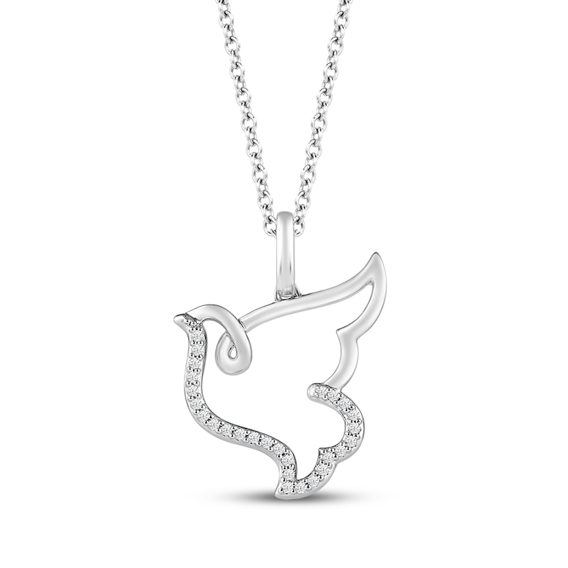 Main Image 1 of Hallmark Diamonds Dove Necklace 1/20 ct tw Sterling Silver 18&quot;