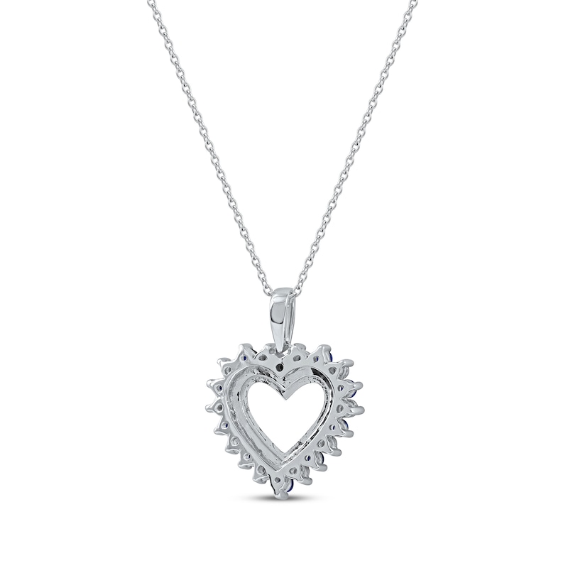 Main Image 3 of Blue Sapphire & Diamond Accent Heart Necklace 10K White Gold 18&quot;