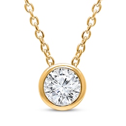 KAY Lab-Grown Diamonds Round-Cut Bezel-Set Solitaire Necklace 1/3 ct tw 14K Yellow Gold (F/SI2) 18"