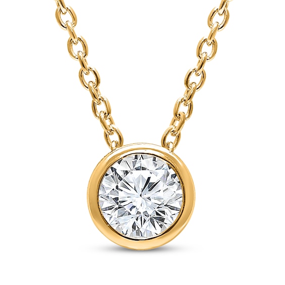 KAY Lab-Grown Diamonds Round-Cut Bezel-Set Solitaire Necklace 1/3 ct tw 14K Yellow Gold (F/SI2) 18"