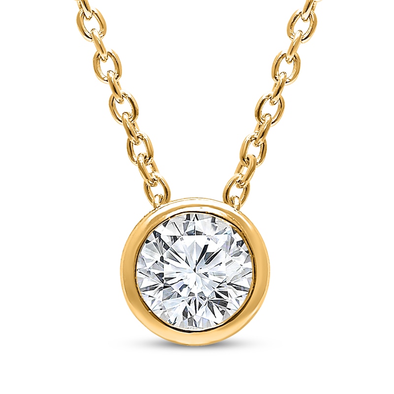 Main Image 1 of KAY Lab-Grown Diamonds Round-Cut Bezel-Set Solitaire Necklace 1/3 ct tw 14K Yellow Gold (F/SI2) 18&quot;