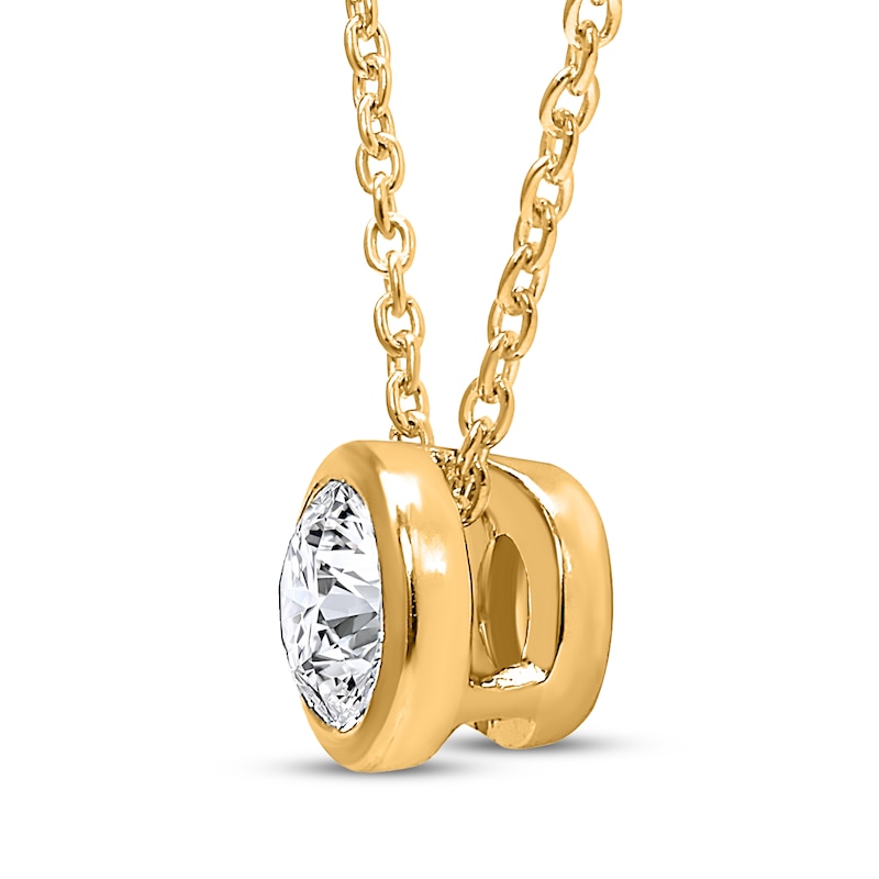 Main Image 2 of KAY Lab-Grown Diamonds Round-Cut Bezel-Set Solitaire Necklace 1/3 ct tw 14K Yellow Gold (F/SI2) 18&quot;