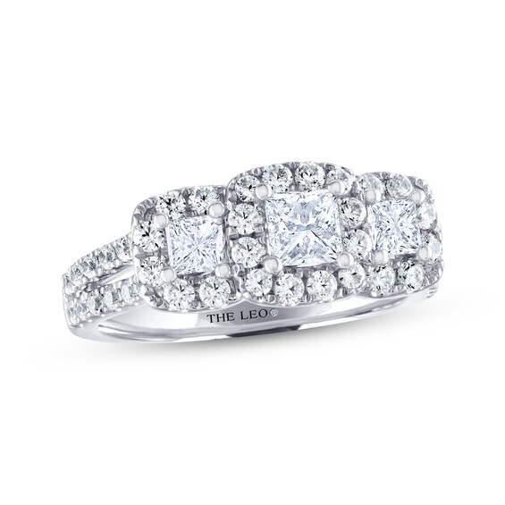 THE LEO Diamond Princess-Cut Three-Stone Engagement Ring -/ ct tw 14K White Gold